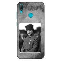 Huawei Y7 2019 Kılıf Atatürk (38) Neo Hybrid Kılıf Antrasit Taş