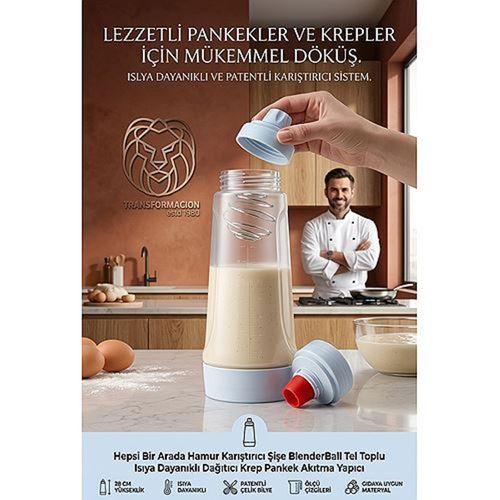 Hepsi Bir Arada Hamur Karıştırıcı Şişe BlenderBall Tel Toplu Isıya Dayanıklı Dağıtıcı Krep Pankek Akıtma Yapıcı 723659