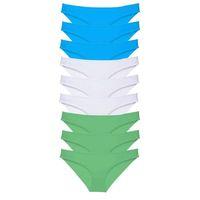 9 Adet Süper Eko Set Likralı Kadın Slip Külot Yeşil Beyaz Mavi