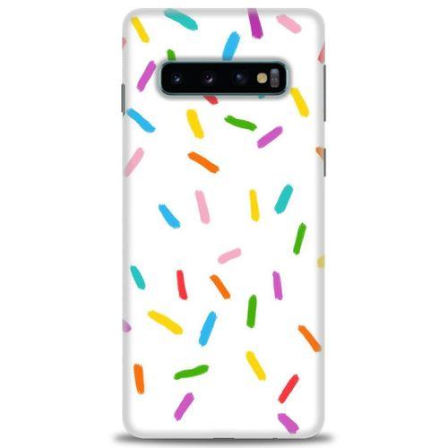 Samsung Galaxy S10 Kılıf HD Baskılı Kılıf - Renkli Konfeti + Tam Ekran Koruyucu
