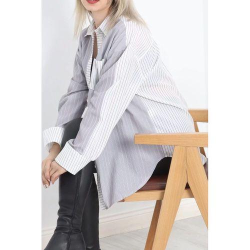 pilelistore Çift Renk Oversize Gömlek Dumangri