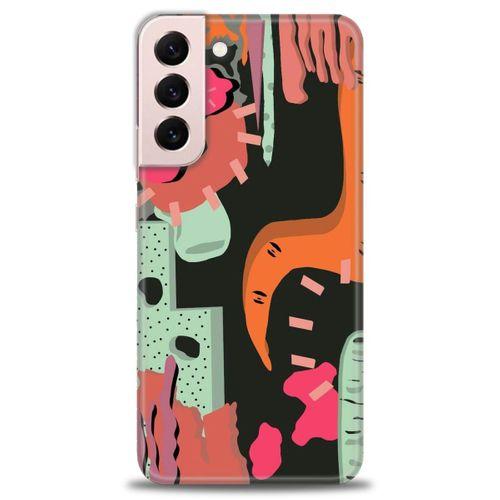 Samsung Galaxy S22 Plus Kılıf HD Baskılı Kılıf - Turuncu Siyah + Tam Ekran Koruyucu