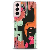 Samsung Galaxy S22 Plus Kılıf HD Baskılı Kılıf - Turuncu Siyah + Tam Ekran Koruyucu