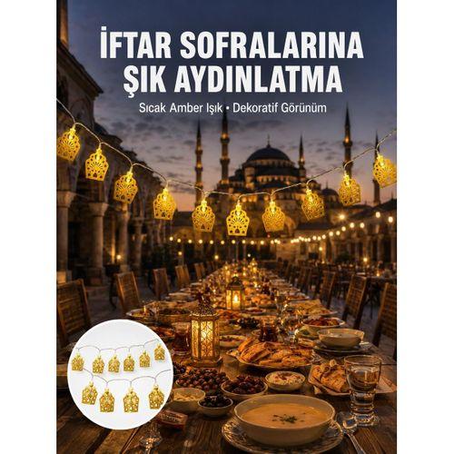 Dekoratif Ramazan Led Işık Pilli Cami Tasarımlı Zincir Aydınlatma Yeni Nesil