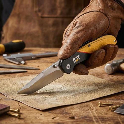 CAT DA980047 Kemer Askı Kancalı Katlanabilir 18CM Paslanmaz Çelik Kamp Çakısı