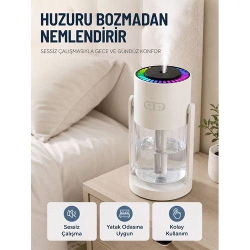 Taşınabilir Hava Nemlendirici Led Işıklı Şeffaf Hazneli Ev Ofis Yatak Odası Nemlendirme Cihazı
