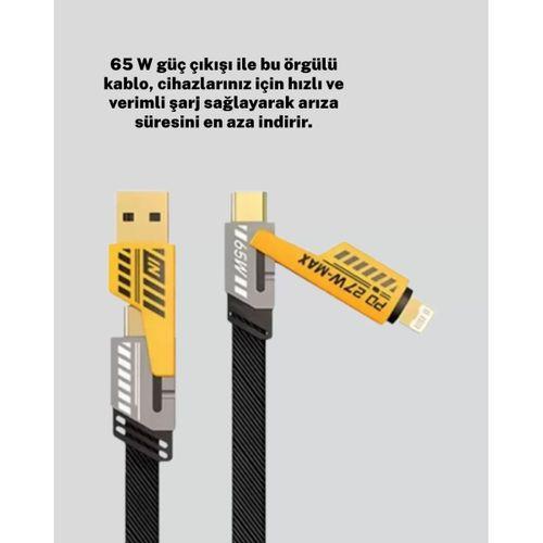 Evrensel Uyumluluklu Dayanıklı Metal Başlıklı Hızlı Şarj Kablosu