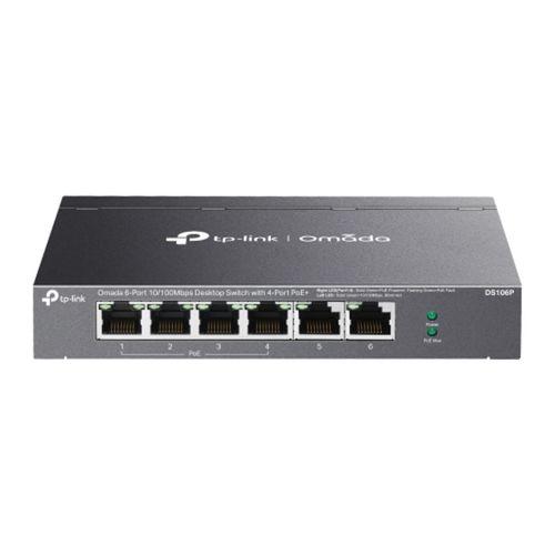OMADA DS106P, 6 Port Gigabit,  4 Port Gigabit PoE+, 67W, Yönetilemez, Masaüstü Metal Kasa Sessiz Switch