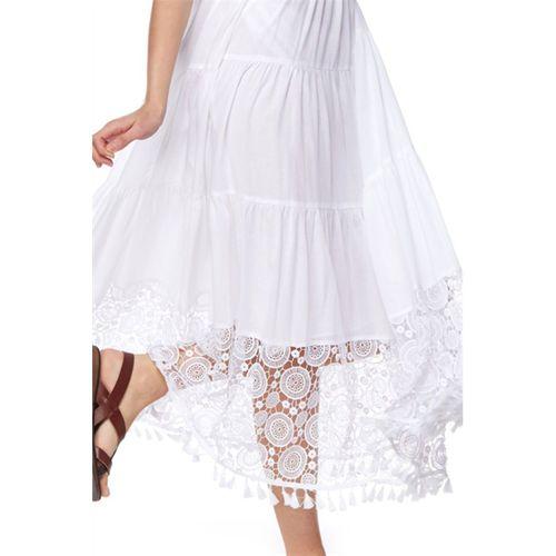 Şile Bezi Beyaz Askılı Dantelli Elbise