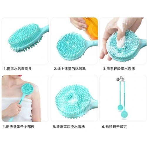 Çift Taraflı Silikon Uzun Saplı Banyo Fırçası CM-331