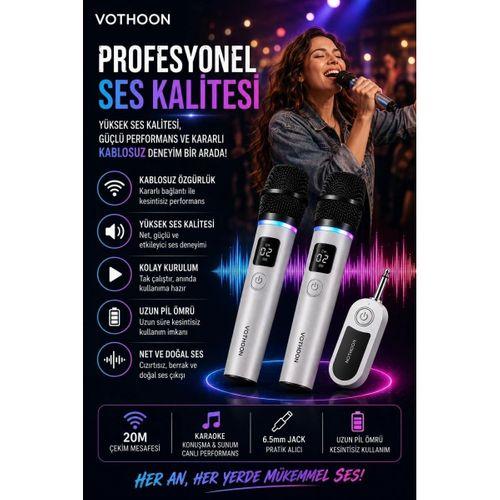 Kablosuz Karaoke Çift Mikrofon 6.5 Mm Sahne Parti Düğün Aktivite Amfi Hoparlör