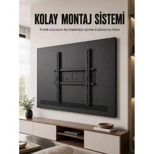 50-95 İnç Sabit Tv Duvar Askı Atı Güçlü Çelik Gövde Kolay Montaj Geniş Vesa Uyumlu