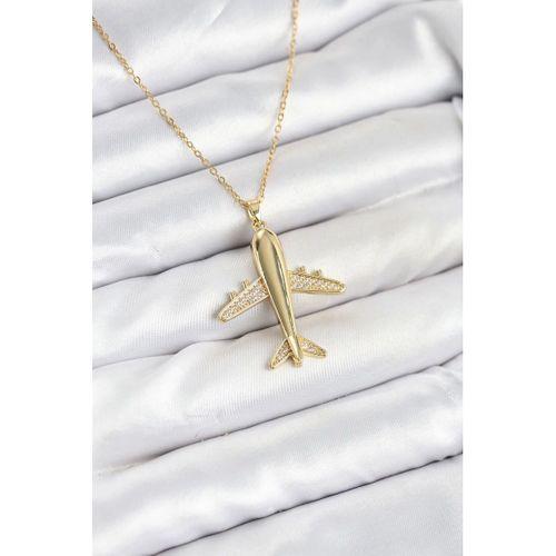 316L Çelik Zincir Gold Renk Uçak Model Kadın Kolye