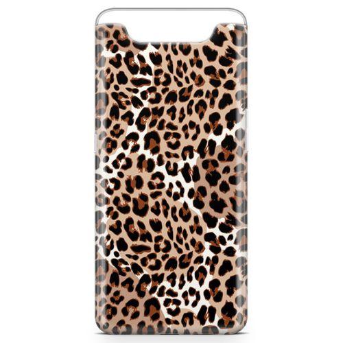 Samsung Galaxy A80 Kılıf Beyazlı Leopar Arka Kapak Koruma Desenli Full Koruyucu