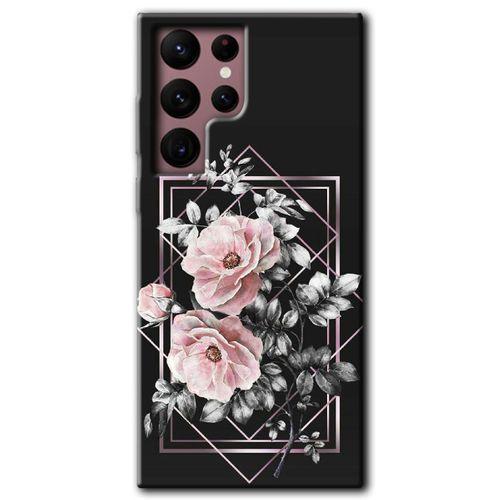 Potkal Hediye Fabrikası Samsung Galaxy S22 Ultra HD Baskılı Kılıf + 9D Tam Ekran Koruyucu - Retro Çiçek 1