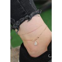 Rose Gold Renk Zirkon Damla Taşlı Halhal