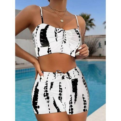 Pilelistore Kadın Büzgü Detay Askılı Crop Mini Tayt Ikili Takım