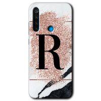 Xiaomi Redmi Note 8T Kılıf HD Desen Baskılı Arka Kapak - Pembe Mermer Desenli S Harfi