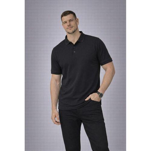 Orlando Polo Yaka Pike Kumaş Relaxed Fit Basic Düğmeli Relaxed Fit Erkek T-Shirt - Siyah