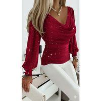 Kadın Uzun Kollu Degaje Yaka Taşlı Sandy Bluz