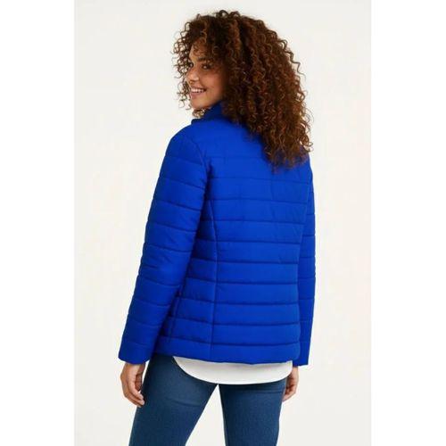 Mikro Su İtici Kapitone Baskılı Astarlı Fermuarlı Bomber Mont - Saks Mavisi