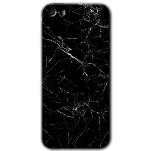 iPhone 5 Kılıf HD Desen Baskılı Arka Kapak + Mat Kobra Cam - Siyah Mermer