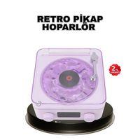 Projektör Işıklı Retro Hoparlör Bluetooth Aux Usb Hafıza Kartlı 360° Sesli Şarjlı