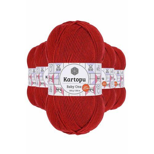 5 Adet Baby One Tüylenmeyen El Örgü İpi Yünü Koyu Kırmızı K129