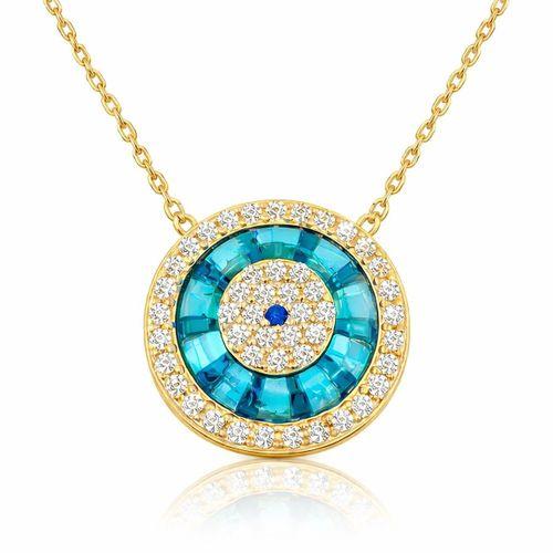 Gümüş Gold Camgöz Nazar Bayan Kolye