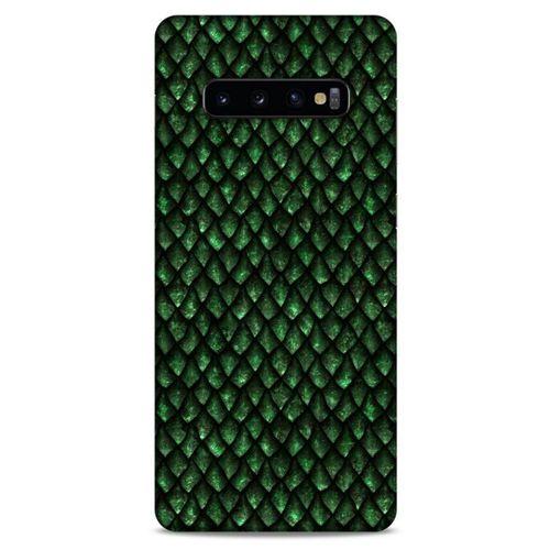 Samsung Galaxy S10 Plus Kılıf Dragons (5) Koruma Kabı Ejderha Koyu Yeşil Pul