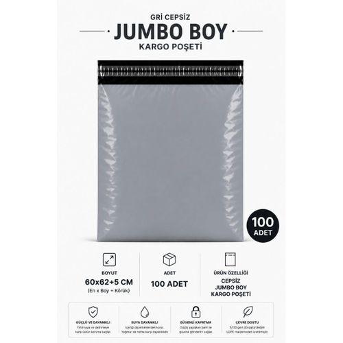 Gri Cepsiz Jumbo Boy Kargo Poşeti 60x62+5 Cm 100 Adet