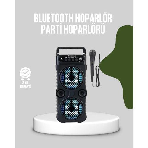 Bluetooth Bağlantılı Led Işıklı Taşınabilir Hoparlör – 1200 Mah Şarjlı, Fm Radyolu