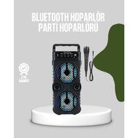 Bluetooth Bağlantılı Led Işıklı Taşınabilir Hoparlör – 1200 Mah Şarjlı, Fm Radyolu