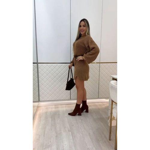 Kadın Uzun Kollu Yuvarlak Yakalı Kısa Triko Elbise