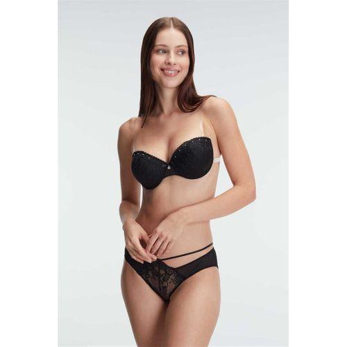 Günlük Straplez Push-up Destekli Balenli Şeffaf Sırt Aksesuarlı Askıları Çıkabilir Boncuk Detaylı Sütyen