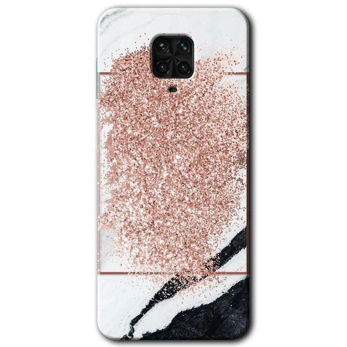 Xiaomi Redmi Note 9 Pro Kılıf Baskılı Arka Kapak - Simli Mermer +Tam Ekran Koruyucu