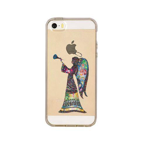 iPhone 5 Mandala Melek Kız Premium Şeffaf Telefon Kılıfı