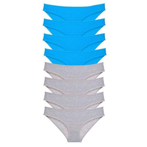 8 adet Eko Set Likralı Kadın Slip Külot Gri ve Mavi