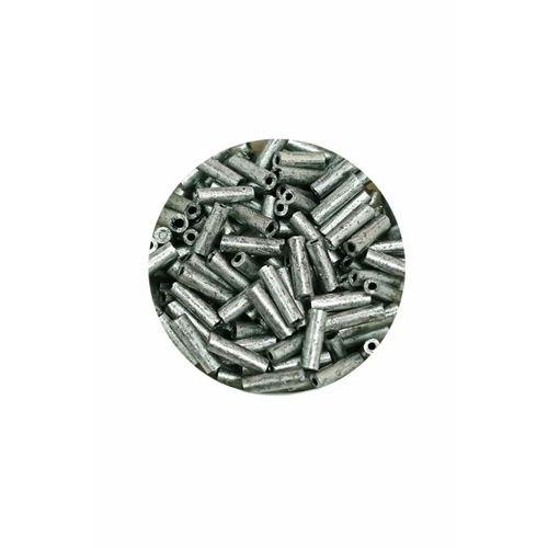 Uzun Boru Kesme Boncuk Çap 2mm Uzunluk 10 mm - 20 Gram - Desenli Gümüş - BNC244