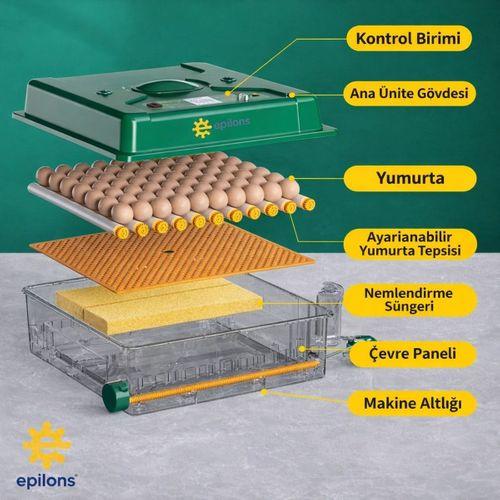 Ep-120 Yumurta Kapasiteli Tam Otomatik Kuluçka Makinesi - Yeni Nesil Harici Suluklu, Dijital Nem Ve Sıcaklık Göstergeli