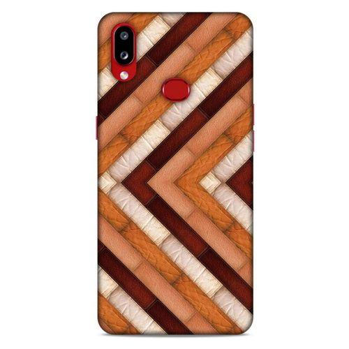 Samsung Galaxy A10s Kılıf Patchwork (40) Fit Silikon Kılıf Kahverengi Beyaz