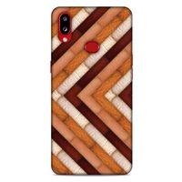 Samsung Galaxy A10s Kılıf Patchwork (40) Fit Silikon Kılıf Kahverengi Beyaz