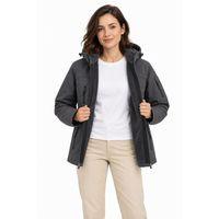 Su Geçirmez Softshell İçi Polar Astarlı Çıkarılabilir Kapüşonlu 4 Cepli Mont Ceket - Füme