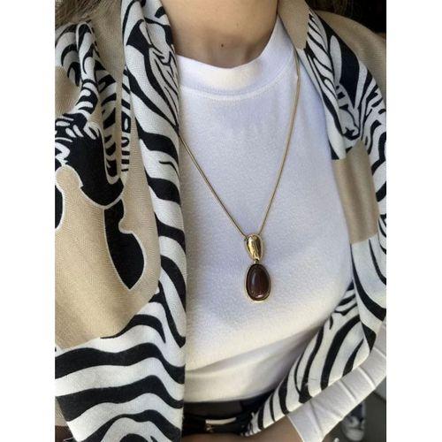 Taşlı Kolye - Kahverengi