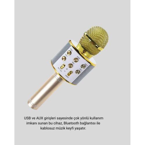 Bluetooth Karaoke Mikrofon Şarjlı Uzun Pil Ömürlü Çok Fonksiyonlu