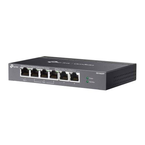 OMADA DS106GPP, 6 Port Gigabit, 3 Port Gigabit PoE+, 64W, 1 Port Gigabit PoE++, Yönetilemez, Metal Kasa Masaüstü Sessiz Switch
