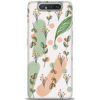 Samsung Galaxy A80 Kılıf HD Baskılı Kılıf - Flower Pattern + Tam Ekran Koruyucu