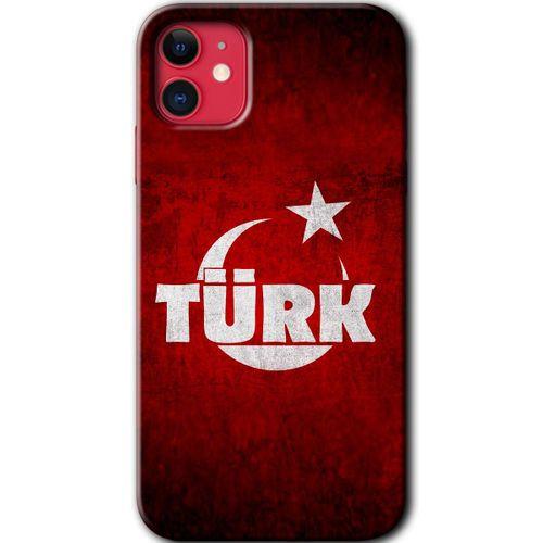 MRCİLETİSİM iPhone 11 Kılıf Baskılı Kapak - Ayyıldız Türk + 5D Tam Kaplayan Cam