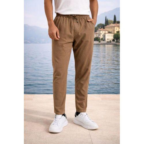 Meridian Kumaş Relaxed Fit %100 Pamuklu Jogger Erkek Yazlık Eşofman Altı Pantolon - Tiramisu