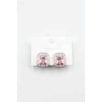 Kare Taşlı Küpe - Pembe